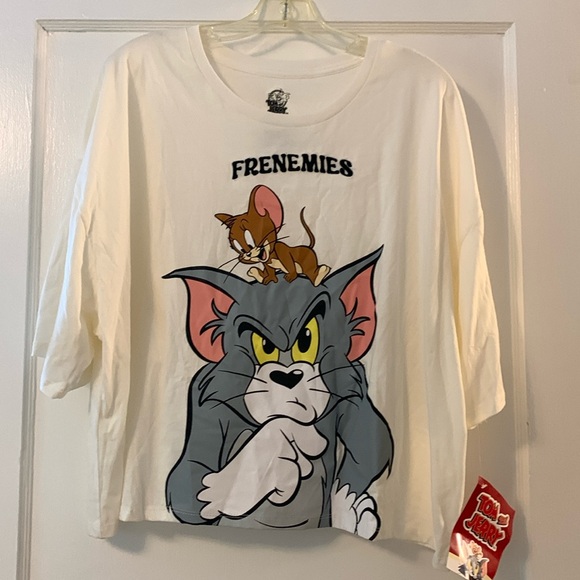 Tom and Jerry cropped white T-shirt NWT - Picture 1 of 12